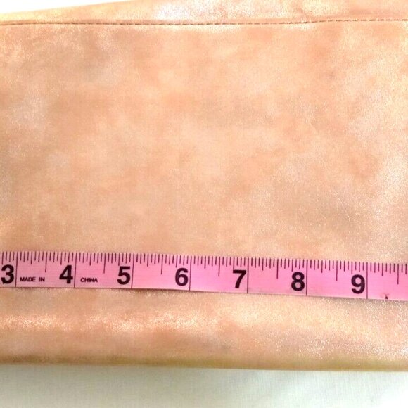 Express Fold-Over Clutch Purse Gold Pink Shoulder Chain Zip Snap Closure - Picture 12 of 16